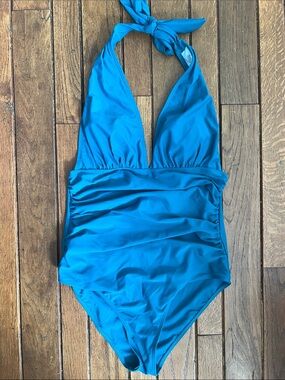 Cupshe Blue One-Piece Halter Swimsuit Size Medium NWOT